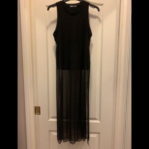 Zara black sheer shirt dress